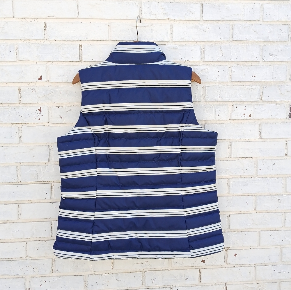 Lands' End Down Vest Founders Stripe Navy Puffer - Picture 7 of 7